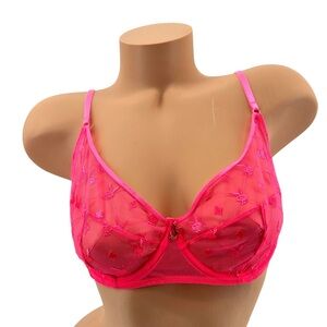 Playboy The Icon Underwire Bra Neon Hot Pink Size 36DD/E